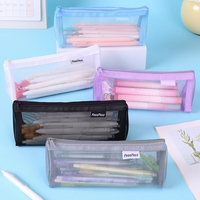 Haute apparence Transparent grande capacité Net stylo sac sans Logo filles primaire papeterie examen étui à crayons
