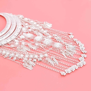 Collar étnico de borla larga de Color plateado para mujer, collar llamativo con babero para mujer, joyería de Festival - Product Image 3