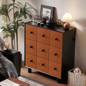 ตู้ลิ้นชักไม้เนื้อแข็งเก้าลิ้นชัก ตู้เก็บของห้องนั่งเล่นทำจากไม้บ็อกซ์วูด - Product Image 1