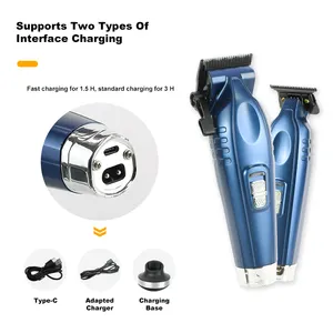 Chuyên Nghiệp Salon Cắt Tóc Tóc Clipper Set Động Cơ Không Chổi Than USB Không Dây Tóc Clipper Trimmer Kit
