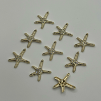 Étiquettes métalliques éco-responsables dorées mat effet cristal étoile de mer à deux trous, accessoires de couture personnalisés pour vêtements