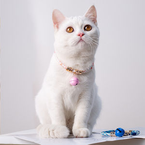 Accesorios para gatos, <span class=keywords><strong>Collar</strong></span> elegante de lujo para gatos con cintas personalizadas, campana de metal y algodón ajustable, suministros ecológicos para mascotas - Product Image 4
