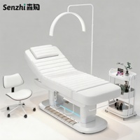 Lit de massage électrique 4 moteurs en cuir blanc moderne de luxe pour salon de beauté, table de soin cosmétique, chaise de spa facial et lit pour extensions de cils