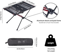 Table de camping moderne ultralégère, table de randonnée portable avec sac de transport et porte-gobelet, mobilier d'extérieur pliable en maille