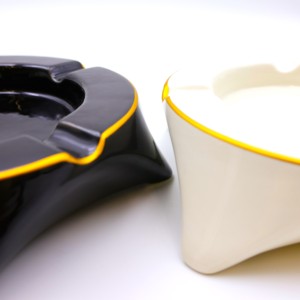 Cendrier de luxe classique en céramique grande taille avec logo personnalisé noir/blanc, sans fumée, pour hommes, voyage, intérieur/extérieur - Product Image 3