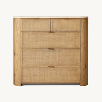 MYHOME 2025 Meuble de chambre à coucher moderne de luxe antique à 5 tiroirs en bois de chêne massif avec dessus en travertin pour le salon
