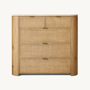 MYHOME 2025 Meuble de chambre à coucher moderne de luxe antique à <span class=keywords><strong>5</strong></span> <span class=keywords><strong>tiroirs</strong></span> en bois de chêne massif avec dessus en travertin pour le salon - Product Image 6