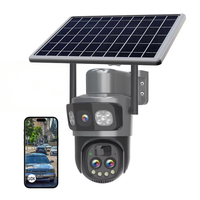 Caméra de sécurité extérieure 6mp à énergie solaire Vision nocturne Panoramique à 360 ° 4g Détection de mouvement Sim Wifi Stockage de carte Sd Plus Cloud