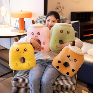 Coussin en peluche doux et chaud pour le bureau, design hiver dessin animé Kawaii, en forme de tasse de thé au lait Boba Bubble, pour la sieste et le repos des mains - Product Image 4