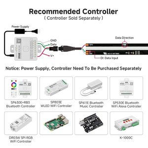 Tira de <span class=keywords><strong>LED</strong></span> Digital COB con Píxeles RGBIC direccionables, con efecto de persecución de color, Magic Dream Color Ws2811IC DC24V 12V 720Leds - Product Image 2