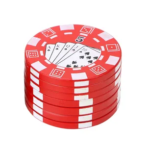 Fashion 3 Layers Poker Chip Style Herb Grinder 12Pcs/Display Box Metal Tobacco Crusher Portable Smoking Accessories