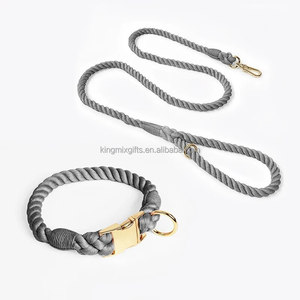 Kekang anjing kepang dan <span class=keywords><strong>Harness</strong></span> kucing kepang kalung hewan peliharaan dapat ditutup <span class=keywords><strong>Harness</strong></span> katun jalinan tali anjing Set kerah produsen - Product Image 5