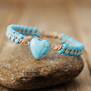 Heart-Shaped Double-Layer Rose Quartz Hand-Woven <b>Adjustable</b> <b>Bracelet</b> Gift Jewelry - Product Image 2