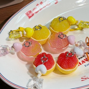 Porte-clés en résine en forme de fruit de pomelo simulé en 3D, breloque de sac alimentaire, porte-clés perlé, pendentif miniature mignon pour cadeau - Product Image 2