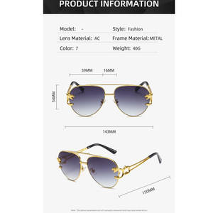 نظارات شمسية طيران بتصميم على شكل فهد بحافة مقطعة للبيع بالجملة بسعر رخيص نظارات شمسية ريترو للنساء والرجال بعدسة مزدوجة نظارات شمسية للطيارين Gafas de sol - Product Image 5