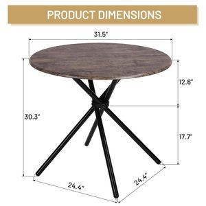 Retro brown wood grain round dining <b>table</b>, suitable <b>for</b> <b>small</b> apartments, home use, simple dining <b>table</b>, <b>kitchen</b>, living room, - Product Image 2