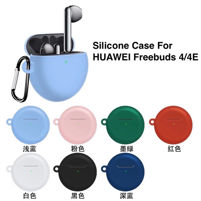 Solid Color Integrated Silicone Earphone Case Shockproof Wireless Earbuds Protective Cover for Huawei FreeBuds 4 4E Wholesale