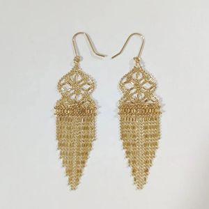 Xinfly 18K Pure Gold Sparkle Drop <b>Earrings</b> Elegant New Design Women's <b>Long</b> Tassels Fringe Dangle for Wedding Party Gift - Product Image 1