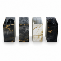 Conteneur de rangement carré en résine à motif marbré, porte-stylos de bureau, organisateur de table décoratif pour le bureau, l'hôtel, la décoration de la maison
