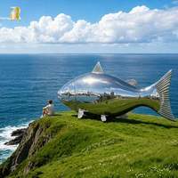 Sculpture de poisson en acier inoxydable de grande taille pour jardin extérieur, fournie par le fabricant RELONG