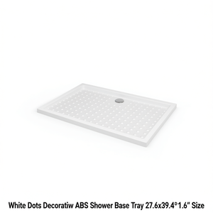 Base de Ducha Decorativa con Puntos Blancos, ABS, 27.6x39.4x1.6 Pulgadas, Rectangular, Drenaje Central - Product Image 1