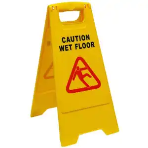 لافتة تحذير قابلة للطباعة مخصصة صفراء ثابتة مطاطية تجارية للاستعمال كحذر للأمان عند تنظيف الأرضيات المبللة والنزلقة