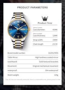   Reloj de Hombre 9955, Reloj Mecánico Automático de Lujo con Diamantes, Reloj Clásico Simple de Acero Inoxidable, Resistente al Agua, con Fecha y Día de la Semana - Product Image 6