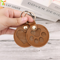 Pochette de rangement en cuir en forme de coeur pour poils d'animaux de compagnie souvenir de fourrure de chat patte porte-clés cadeaux breloque de sac commémoratif pour les amoureux des animaux de compagnie