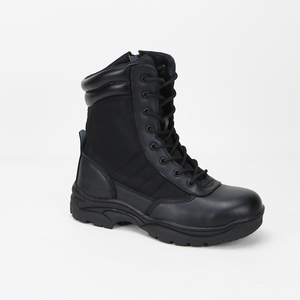 <span class=keywords><strong>Bottes</strong></span> de travail en métal à coupe haute pour homme de travail noir, chaussures de sécurité antidérapantes en cuir véritable - Product Image 1