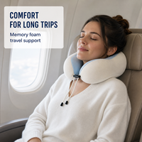 Ensemble de voyage de luxe en mousse à mémoire de forme : oreiller de voyage, masque de sommeil pour avion, bouchons d'oreilles, étui de transport, logo personnalisé, kit en gros