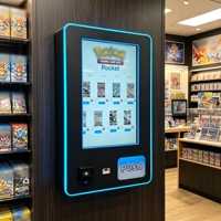 Distributeur automatique TCG intelligent à 10/15 pistes avec vérification d'âge, écran tactile 32 pouces, fonction de paiement par carte de crédit, à fixer au mur - Fournisseur