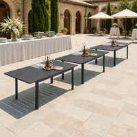 Table de jardin extensible moderne en aluminium avec plateau à lattes, résistante à la rouille, pour terrasse et balcon