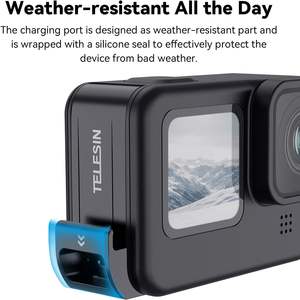 TELESIN para <span class=keywords><strong>GoPro</strong></span> 9 10 <span class=keywords><strong>11</strong></span> 12 cubierta lateral impermeable fácil extraíble tipo C puerto de cubierta de carga para <span class=keywords><strong>GoPro</strong></span> <span class=keywords><strong>Hero</strong></span> 9 10 <span class=keywords><strong>11</strong></span> batería - Product Image 2