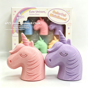 <span class=keywords><strong>Craie</strong></span> de trottoir géante licorne non toxique et sans poussière, 6 pièces, colorée, en sulfate de calcium, personnalisée pour les fêtes d'enfants - Product Image 4