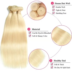 Cabello Humano Liso al por Mayor, Extensiones de Cabello Humano 100% Real, Cabello Virgen Vietnamita, Tejido de Cabello Rubio 613, Paquete de Cabello - Product Image 2