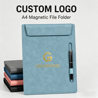 Porte-documents magnétique en cuir PU A4 avec porte-stylo, logo personnalisé, gaufré, pour cadeau d'entreprise, promotionnel