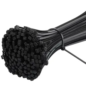 Raw Material Black/White Nylon PA66 Wire Cable Tie, 100pcs 450mmx7.6mm Self-Locking Zip Ties