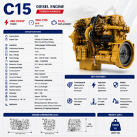 محرك ديزل SCDC C15 بقوة 440-595 حصان، سعة 15.2 لتر، 6 أسطوانات، تبريد مائي، محرك توربيني لشاحنات التعدين والحفارات وآلات البناء