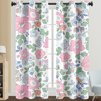 Rideaux de style campagnard français à fleurs colorées, rideaux de fenêtre filtrant la lumière, style botanique, œillets en haut, 2 panneaux pour salons