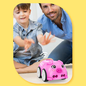 Adorable Coche <span class=keywords><strong>de</strong></span> Control Remoto con Forma <span class=keywords><strong>de</strong></span> Cerdo - <span class=keywords><strong>Modo</strong></span> Dual por Gestos y RC, Luces LED, Carga USB, Diversión para Niños y Niñas (Azul/Rosa) - Product Image 5