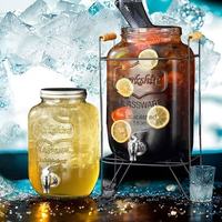Baril à boissons moderne et écologique en verre, avec robinet, pour thé aux fruits, eau froide, jus, et service libre, connecté à Internet