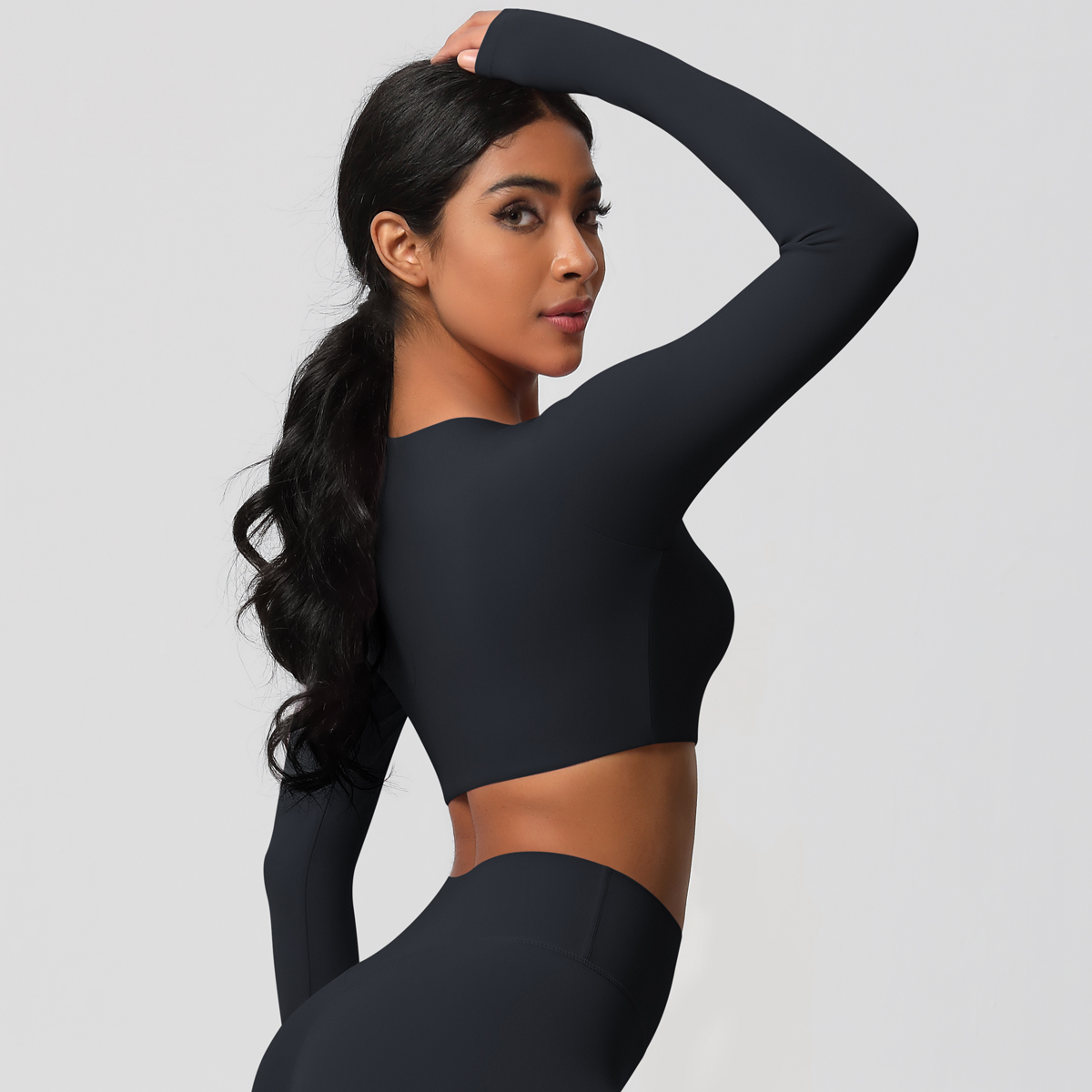 Seamless Breathable Yoga Top Four-Way Stretch Quick Dry Backless Spandex Sports Running Gym Customized Personalized Long Sleeve