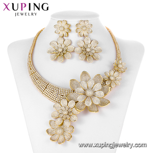 BFBS-500 xuping Joyería de Lujo, Conjuntos de Joyería para Novia, Accesorios de Boda, Chapado en Oro de 24k, Forma de Pétalo, Conjunto de 4 Piezas - Product Image 5