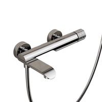 Ensemble de douche mural pliable avec pommeau carré, jet de massage, robinet mitigeur minimaliste tout en cuivre, affichage LED chromé