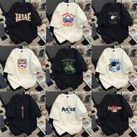 T-shirt d'été pour homme, imprimé lettres, style américain streetwear, 200g, 100% coton, coupe classique, respirant, écologique, séchage rapide, col rond