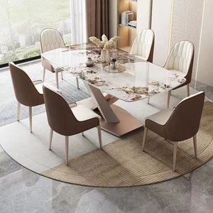 Ý Rock tấm tối giản bàn ăn và ghế hiện đại đơn giản ánh sáng sang trọng bàn ăn nhà hình chữ nhật bàn ăn - Product Image 3