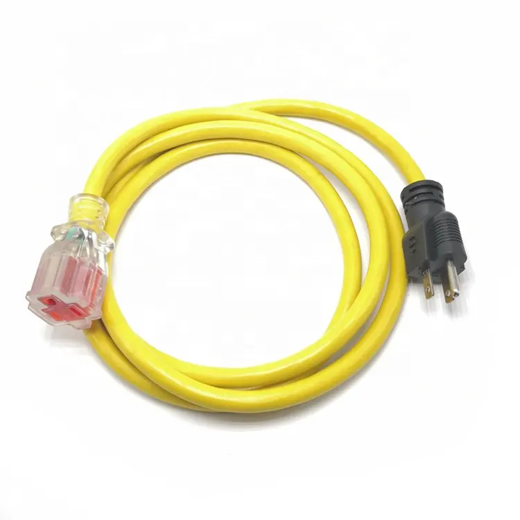 SJTW-cable de extensión para interiores y exteriores, 14/3, resistente, iluminado, con bloqueo