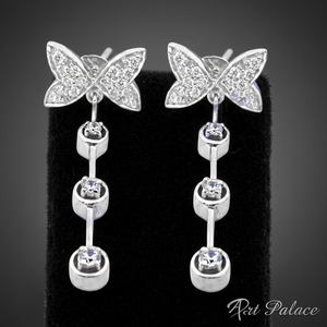 Pendientes de mariposa chapados en plata con circonita, joyería de moda para fiesta para mujer - Product Image 2