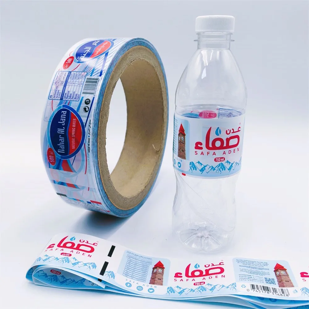 Custom White BOPP/OPP Waterproof Labels Gravure Printed for Energy Drinks Mineral Water Juice Beverage Bottles Rolls Pieces