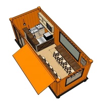 Bar en conteneur maritime entièrement meublé, café portable moderne avec design graphique, imperméable et écologique
